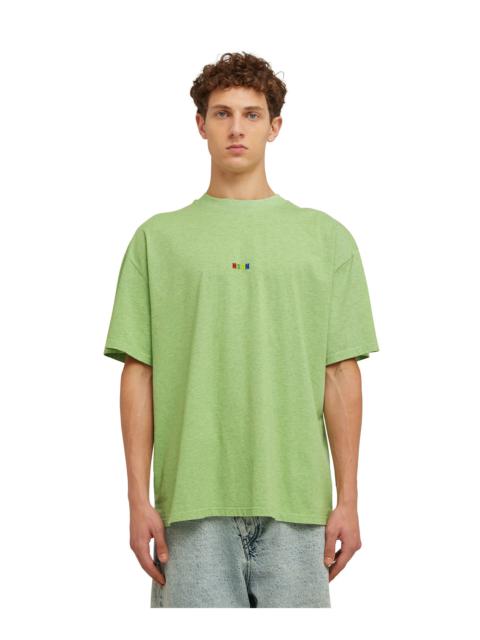 MSGM Melange cotton crewneck t-shirt with embroidered rainbow MSGM micro logo