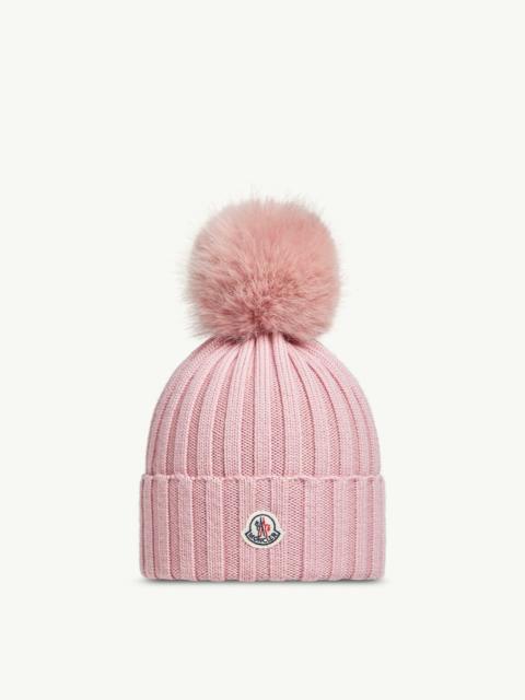 Moncler Wool Beanie with Pom Pom