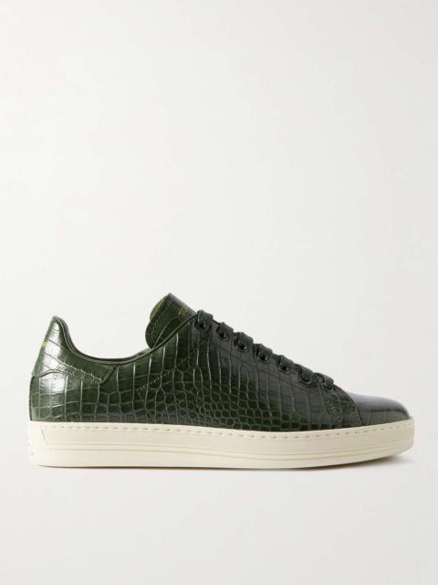 TOM FORD Warwick Croc-Effect Patent-Leather Sneakers