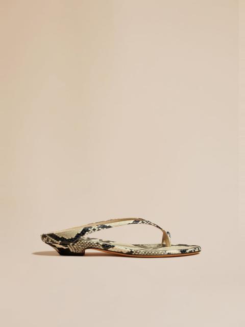 KHAITE The Marion Thong Sandal in Python-Embossed Leather