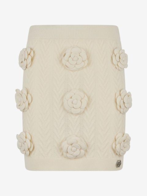 PHILIPP PLEIN knitted mini skirt roses