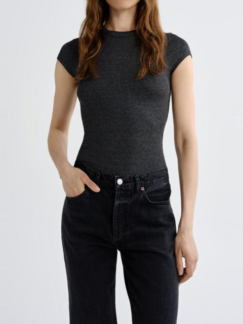 AGOLDE EDISON TEE IN CHARCOAL HEATHER