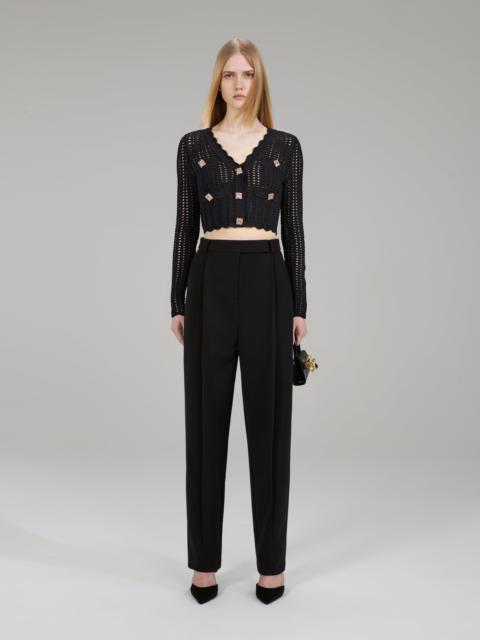 self-portrait Black Crochet Knit Cardigan