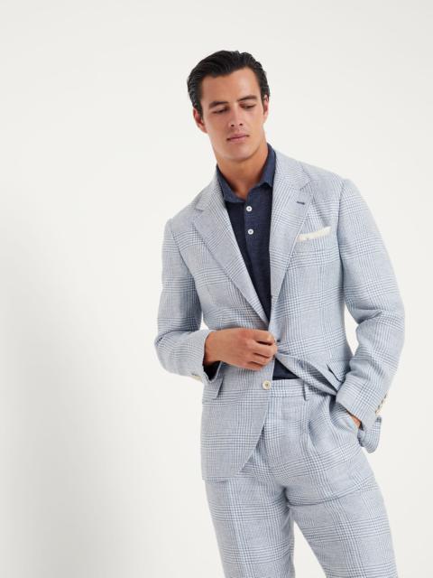 Brunello Cucinelli Linen, wool and silk Prince of Wales deconstructed Cavallo blazer