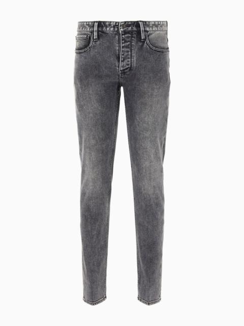 J75 slim-fit jeans in marble-wash, jersey fleece-feel stretch denim