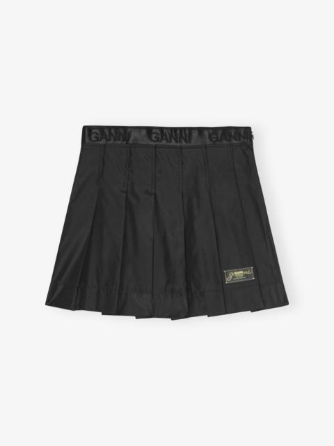 GANNI BLACK DUCHESSE NYLON PLEATED MINI SKIRT