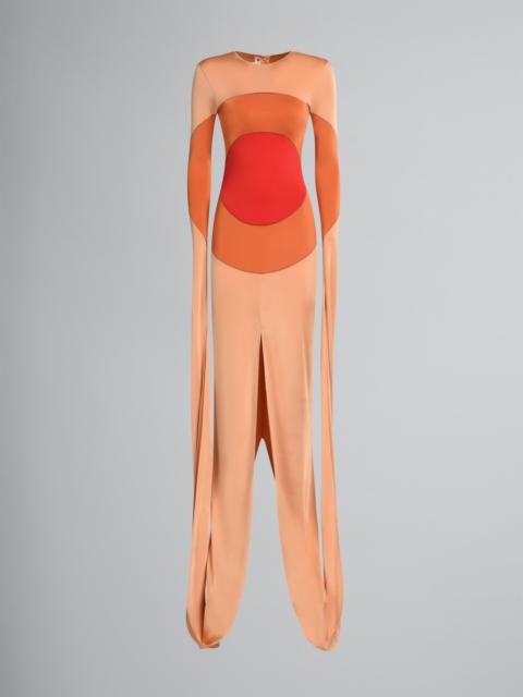 Marni ORANGE JERSEY BODYCON DRESS WITH INTARSIA