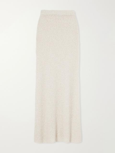 The Elder Statesman Ella silk, cashmere and linen-blend maxi skirt Ivory