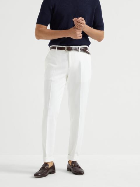 Brunello Cucinelli Garment-dyed Italian fit trousers in twisted cotton gabardine