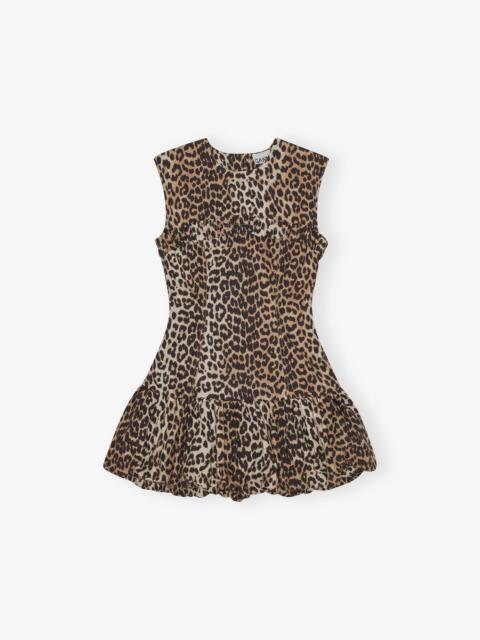 GANNI 브라운 & 검정에 의하여 인쇄되는 면 Corset Minidress