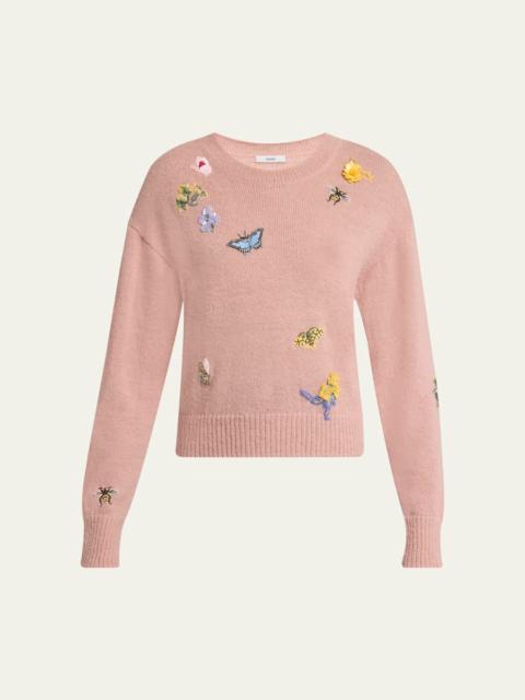 Erdem Embroidered Alpaca-Blend Crewneck Sweater
