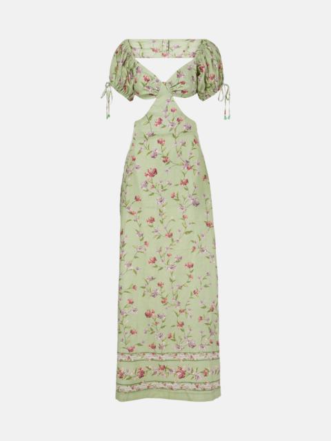 Agua by Agua Bendita Cielo Honeysuckle floral linen maxi dress