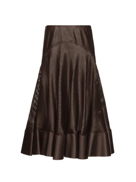 Alaïa Laser-Cut Leather Mini Skirt brown