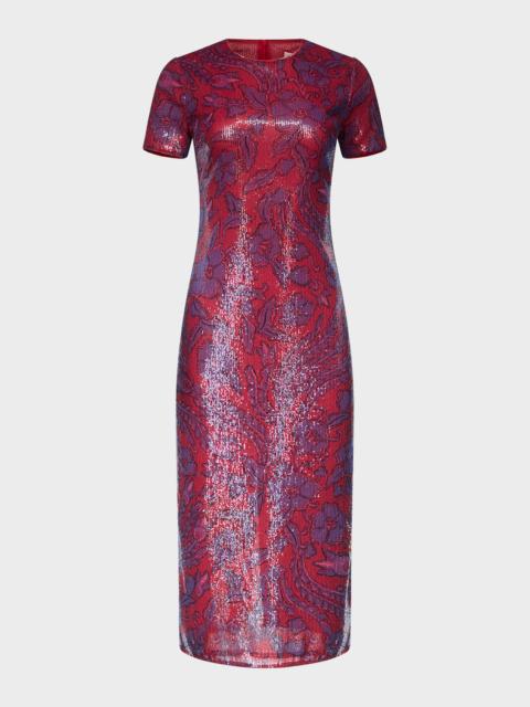DIANE VON FURSTENBERG x Henry Zankov Amelie Floral-Print Sequin Midi Dress