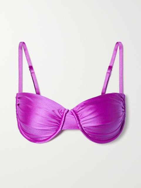 GOOD AMERICAN Ruched Underwired Bikini Top