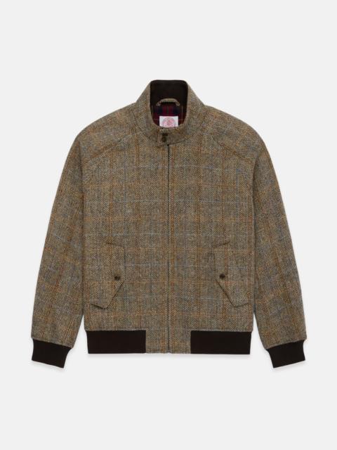 J. PRESS MADE-IN-ENGLAND LIGHT BROWN HERRINGBONE HARRIS TWEED HARRINGTON JACKET