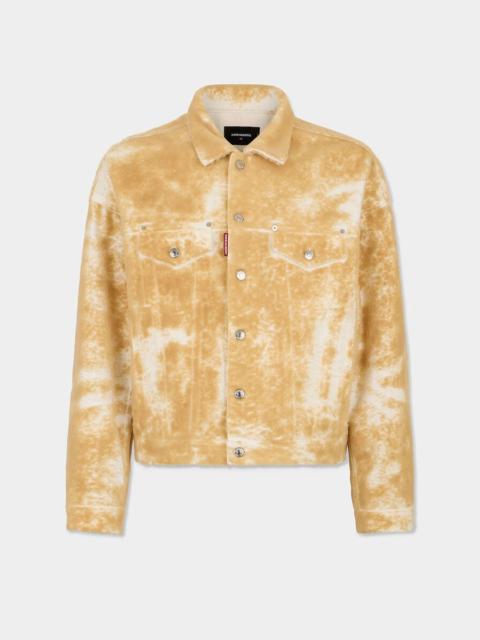 DSQUARED2 TEDDY FLOCK OVERSIZED FROSTED JEAN JACKET