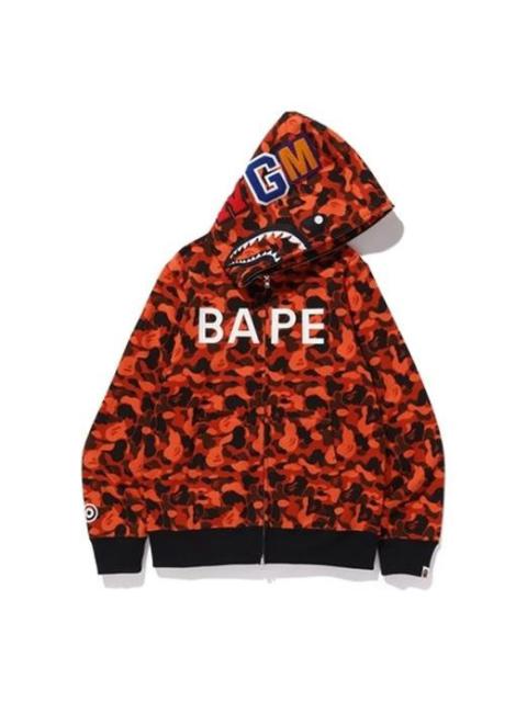 A Bathing Ape x XO Shark Camo Full Zip Hoodie 'Orange Red' 1F73-115-925