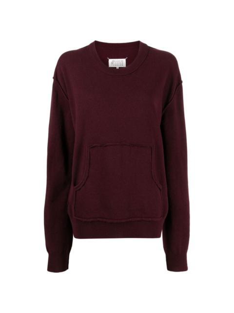 exposed-seam crew-neck jumper