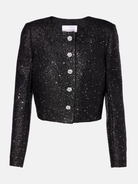 CAROLINA HERRERA Sequined cropped lamé tweed jacket