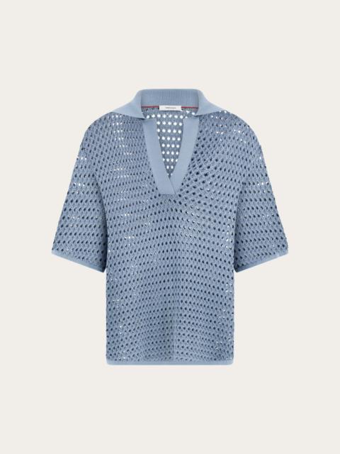 FERRAGAMO Open knit polo shirt