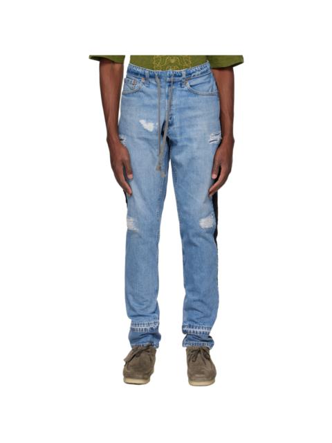 Greg Lauren patchwork-detail 똑바른 다리 청바지