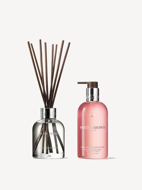Molton Brown Delicious Rhubarb & Rose Aroma Reeds & Fine Liquid Hand Wash Gift Set