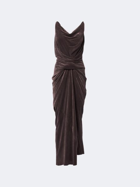 Rick Owens Strutter draped gathered velvet maxi dress