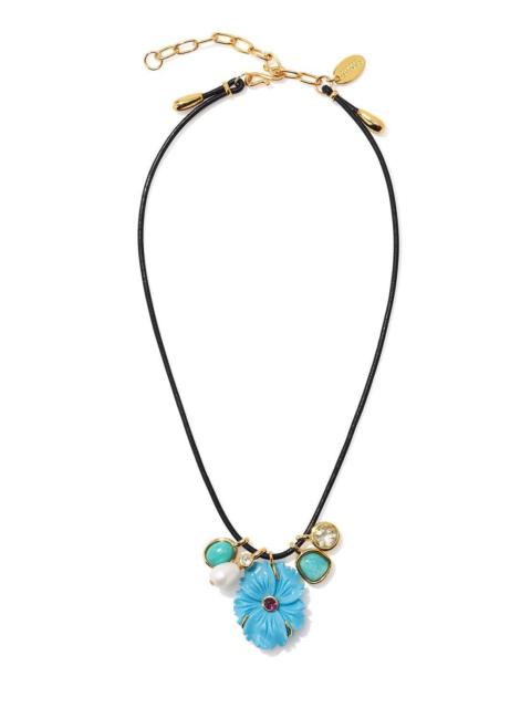 LIZZIE FORTUNATO Turquoise Shibori Flower Necklace