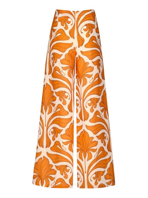 ANDRES OTALORA Agua Clara High-Rise Linen Wide-Leg Pants orange