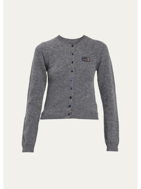 Chloé Check Logo Wool Crewneck Cardigan