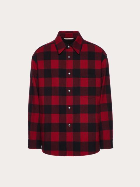 Valentino WOOL CHECK OVERSHIRT WITH VALENTINO EMBROIDERY