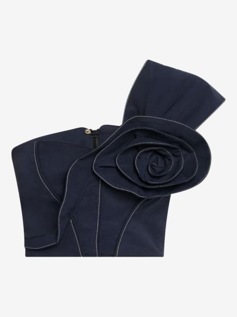 JBQ Blaire asymmetrical rose-detail top