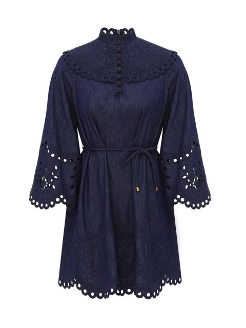 Zimmermann MAHON BRODERIE DENIM MINI