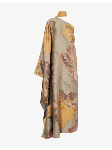 Taller Marmo Hardison One-Sleeve Woven Maxi Dress