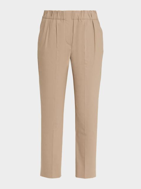 Brunello Cucinelli Cotton Twill Slim-Leg Ankle Pull-On Pants