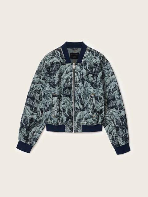 ALLSAINTS KAYTRA PRINTED DENIM BOMBER