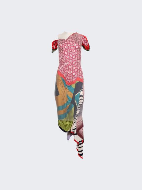 Marine Serre Regenerated Silk Scarves Long Fitted Dress Multicolor