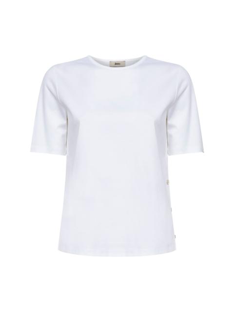 Herno White cotton jersey T-shirt with slits