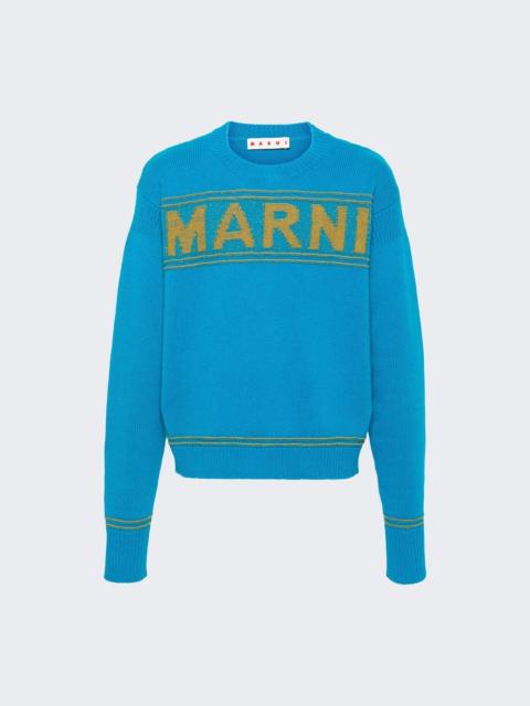 Marni Intarsia Wool Sweater Cobalt