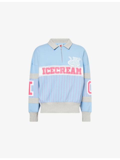 ICECREAM Cubs Collar Quarter-Zip Cotton-Jersey Sweatshirt