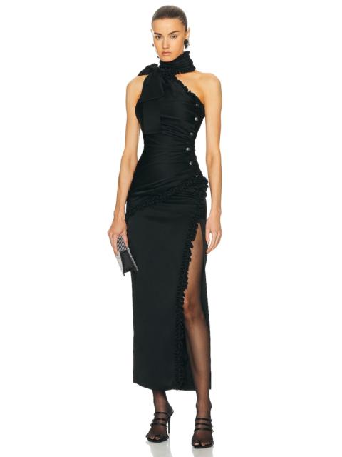 Alessandra Rich Envers Satin One Shoulder Evening Dress