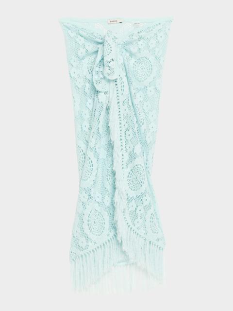 SIMKHAI Thyri Open-Knit Fringe Pareo Coverup