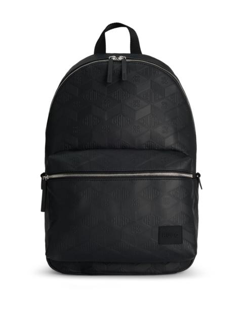 HUGO FAUX-LEATHER BACKPACK WITH GEOMETRIC AND STACKED LOGOS