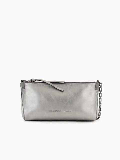 Metallic leather shoulder bag