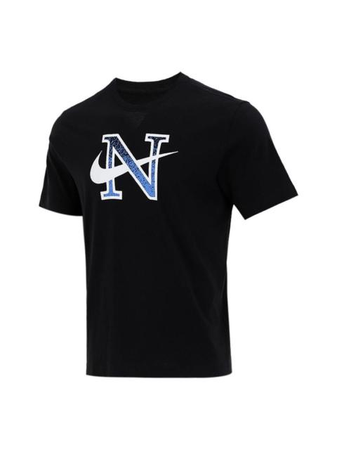 Nike Nike Alphabet Logo Athleisure Casual Sports Breathable Short Sleeve Black DJ1412-010
