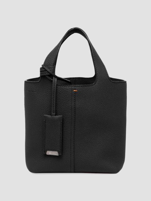 Santoni Women's Mini Chapelier Leather Tote Bag - Black