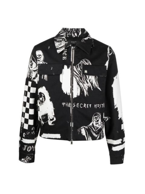 graphic-print shirt jacket