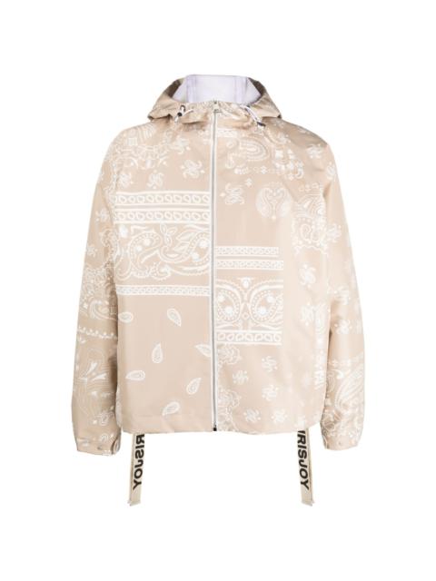 paisley-embroidery hooded jacket