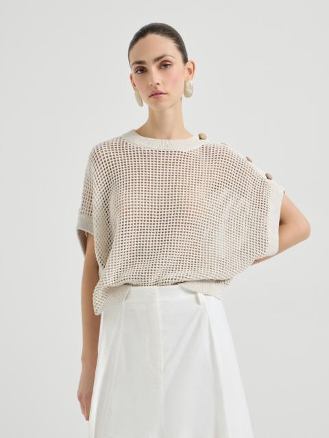 Brunello Cucinelli Cotton net sweater with dazzling details